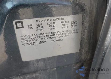 2013 Chevrolet Cruze Ls Auto from USA, damaged, VIN 1G1PA5SG2D7179876